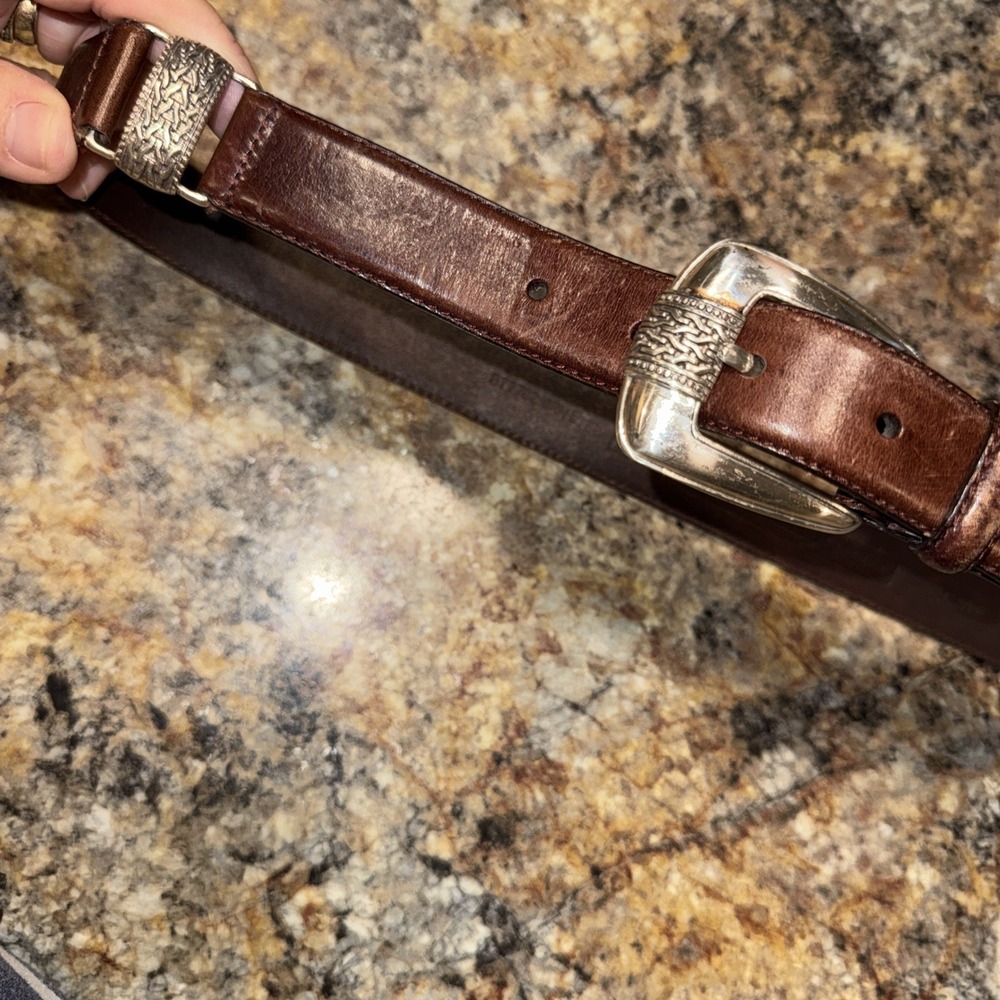 FOSSIL Brown LEATHER Silver buckle Adornments Vintage Cowgirl Boho
